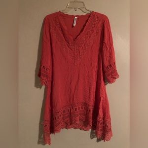Women’s Monoreno Bohemian Style Burnt Orange Tunic Size Small